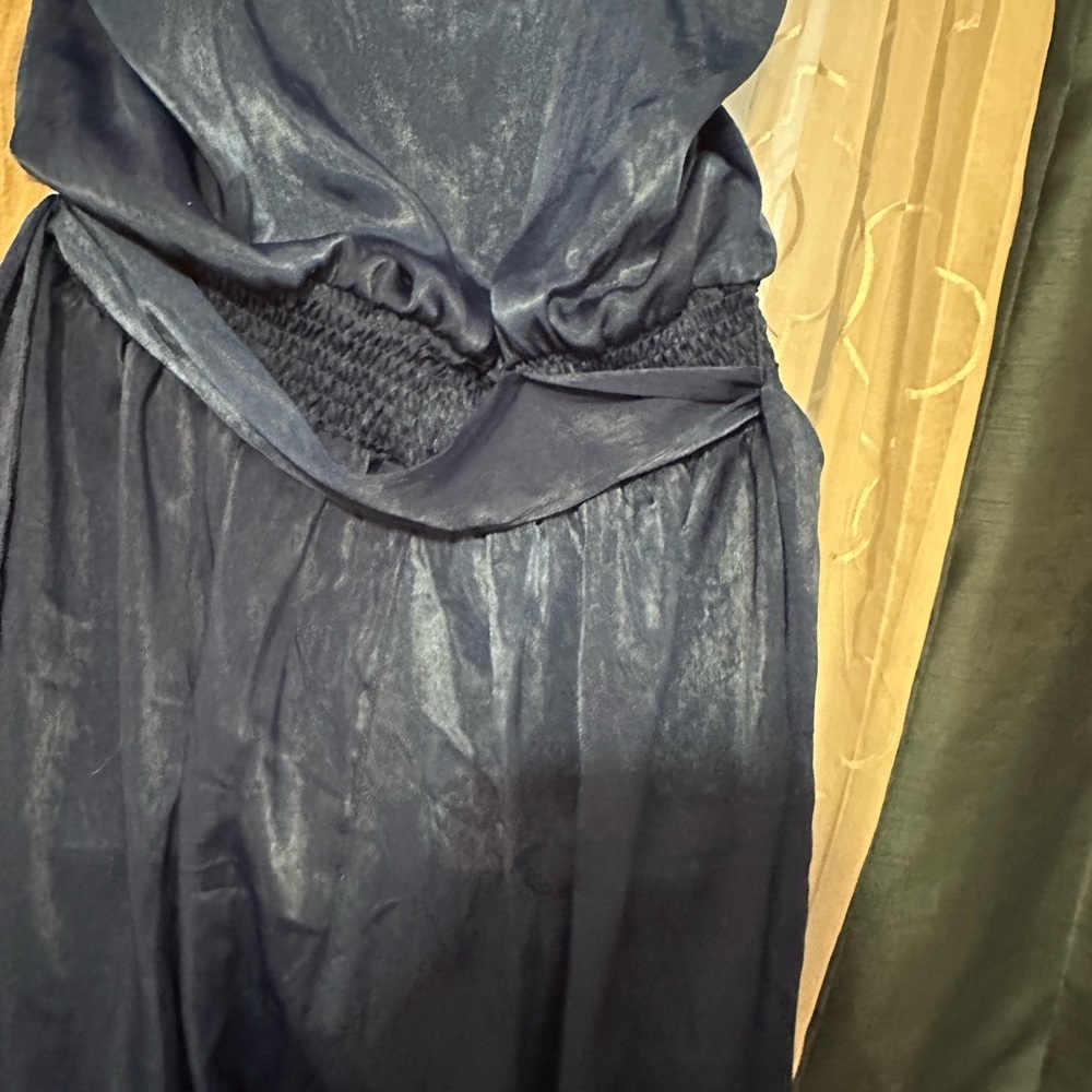 Jumpsuit in Navy Blue with Spaghetti Straps and gathered bottoms - Picture 12 of 16